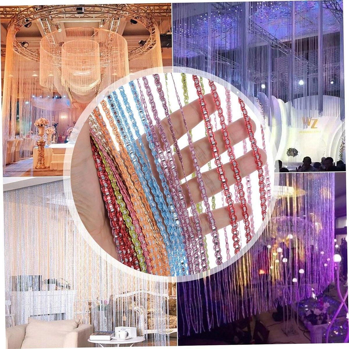 Tassel Decoration Fly Screen Panel Room Door Curtain Divider Window Bead String V528-SILVER-CURTAIN-MULTICOLOR-590674
