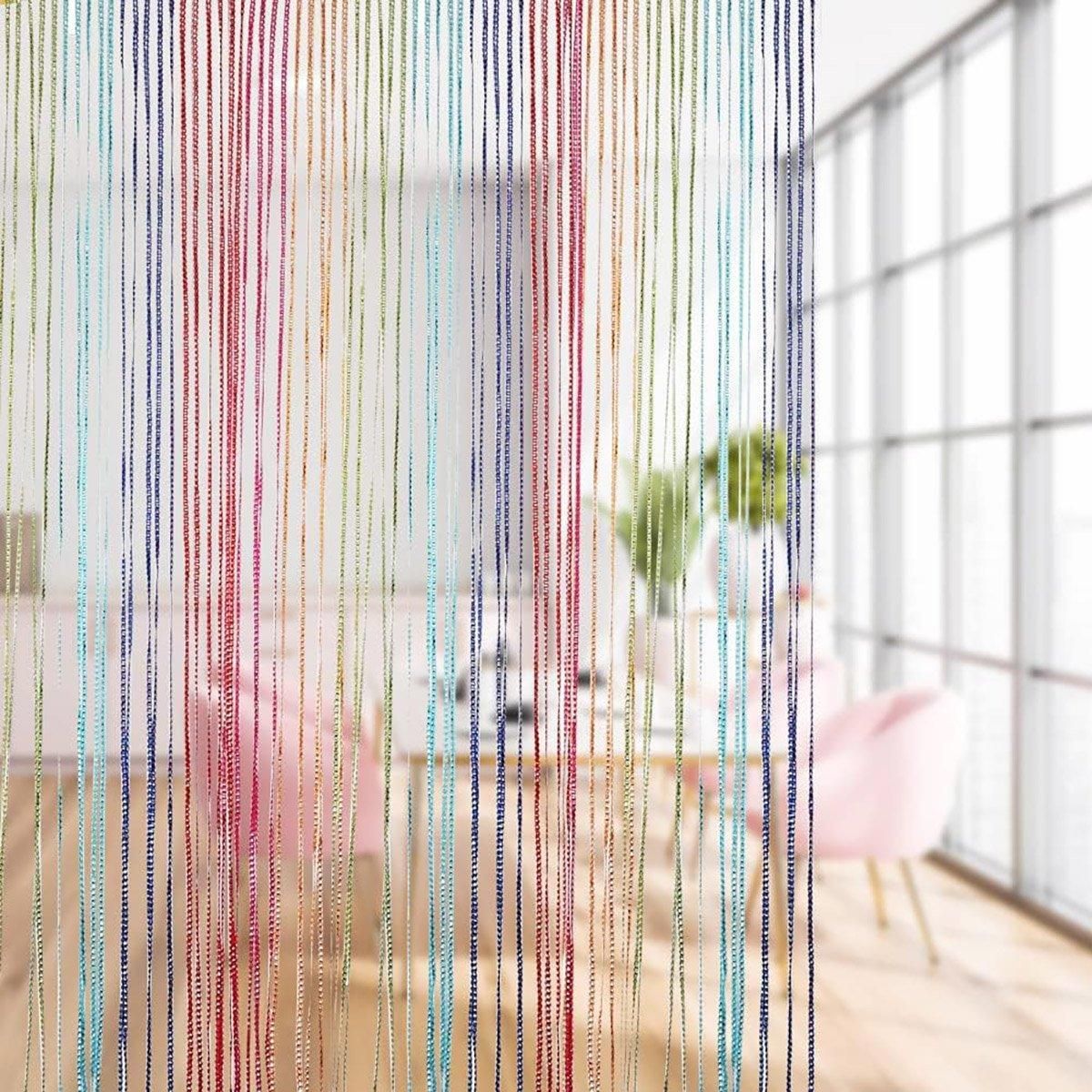 Tassel Decoration Fly Screen Panel Room Door Curtain Divider Window Bead String V528-SILVER-CURTAIN-MULTICOLOR-590674