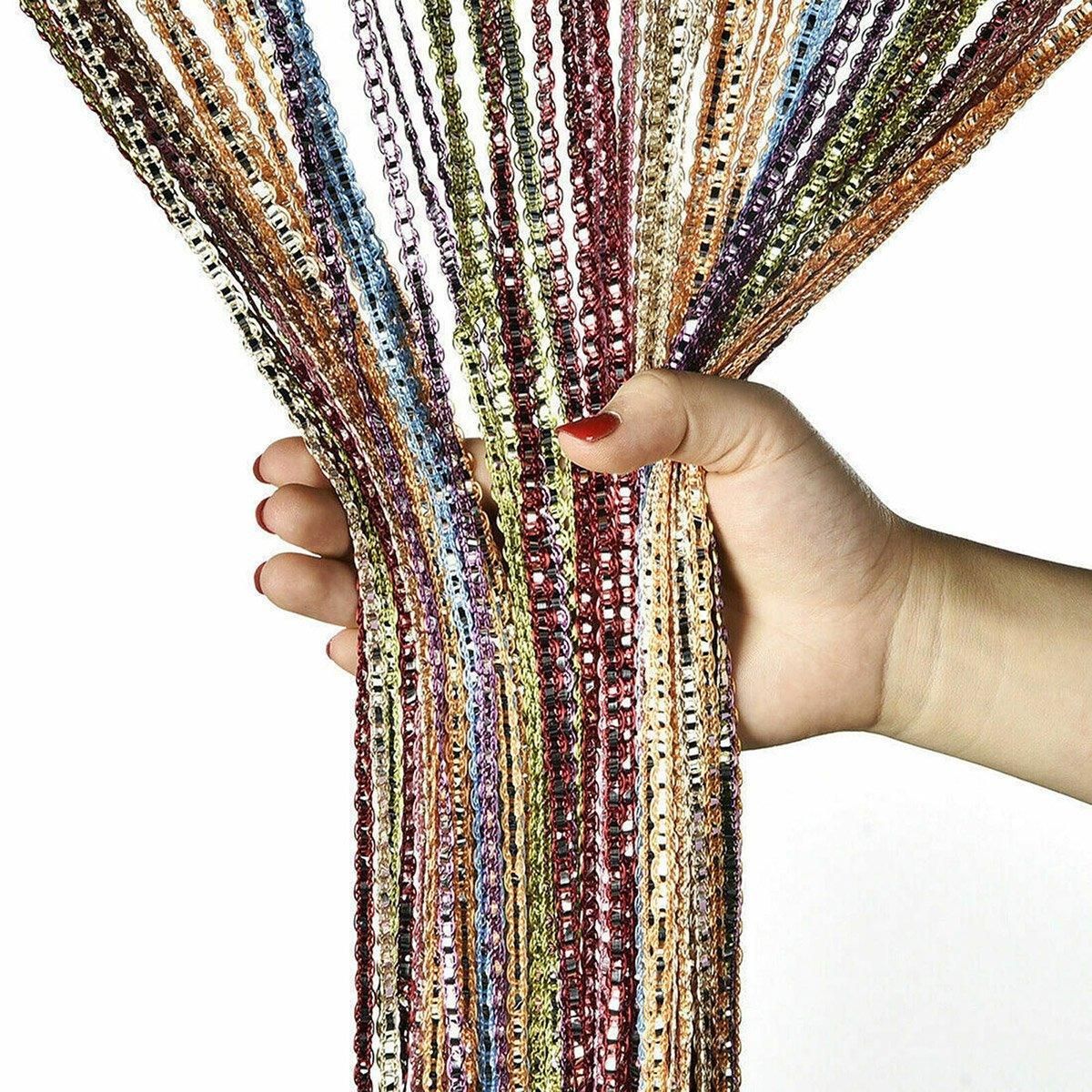 Tassel Decoration Fly Screen Panel Room Door Curtain Divider Window Bead String V528-SILVER-CURTAIN-MULTICOLOR-590674