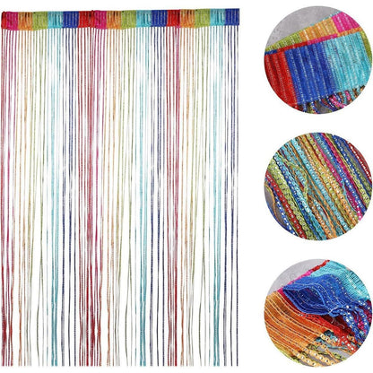 Tassel Decoration Fly Screen Panel Room Door Curtain Divider Window Bead String V528-SILVER-CURTAIN-MULTICOLOR-590674