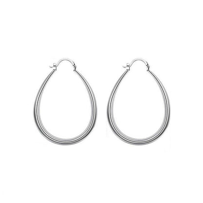 Elegant Teardrop Silver Filled Hoop Earrings 41mm Lightweight Fashion Jewelry V528-SILVEREARRING-601351