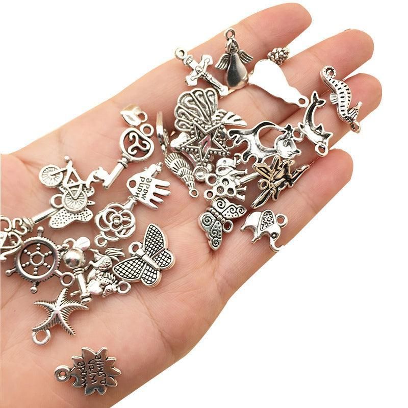 100Pcs Tibetan Silver Mixed Charms - DIY Jewelry Crafting Pendants V528-SILVERMICHARM-2-503925