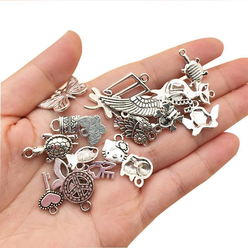 100Pcs Tibetan Silver Mixed Charms - DIY Jewelry Crafting Pendants V528-SILVERMICHARM-2-503925