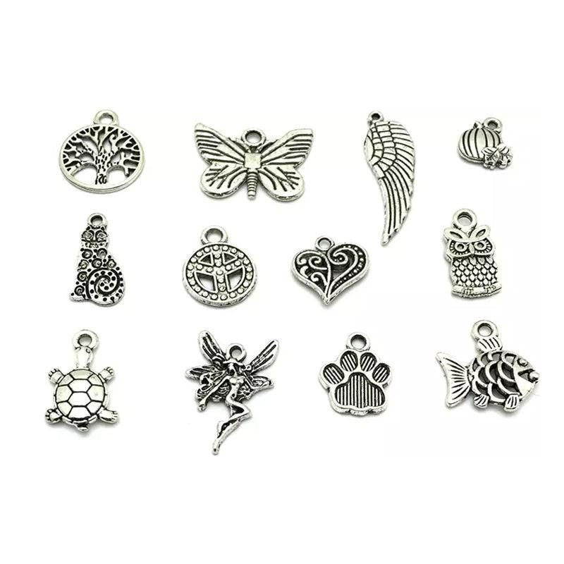 100Pcs Tibetan Silver Mixed Charms - DIY Jewelry Crafting Pendants V528-SILVERMICHARM-2-503925