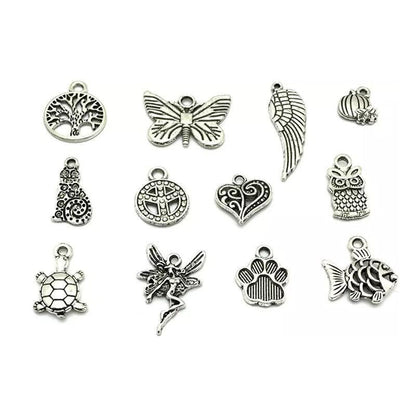 100Pcs Tibetan Silver Mixed Charms - DIY Jewelry Crafting Pendants V528-SILVERMICHARM-2-503925