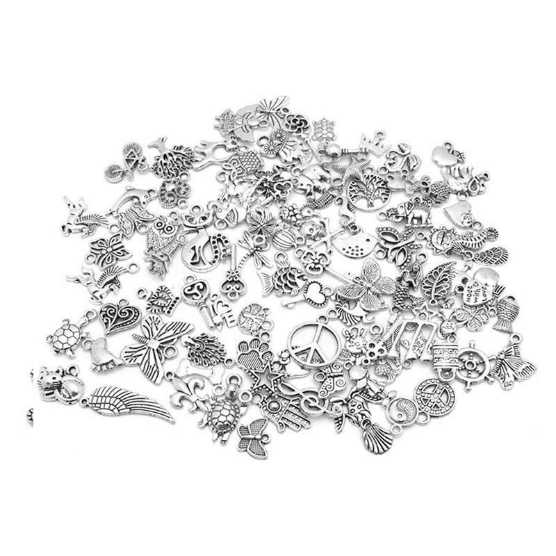 100Pcs Tibetan Silver Mixed Charms - DIY Jewelry Crafting Pendants V528-SILVERMICHARM-2-503925