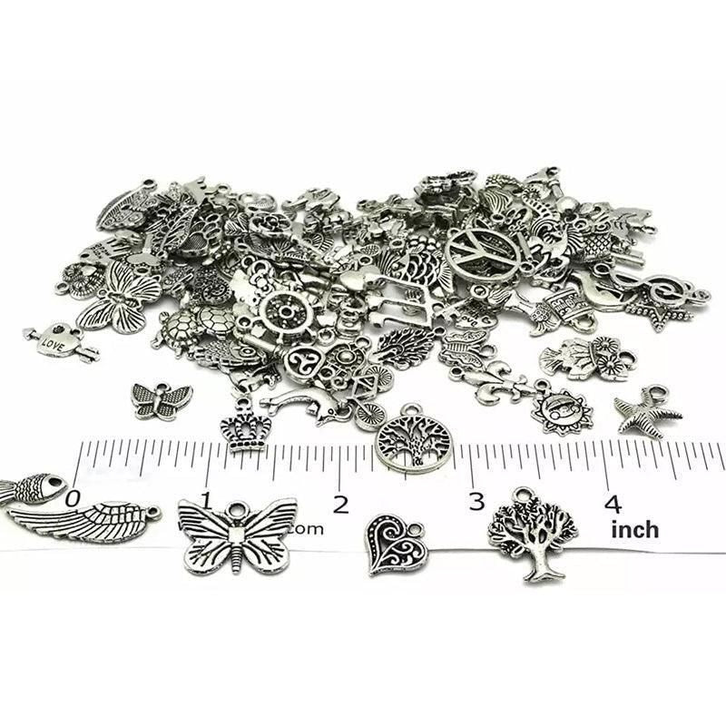 100Pcs Tibetan Silver Mixed Charms - DIY Jewelry Crafting Pendants V528-SILVERMICHARM-2-503925