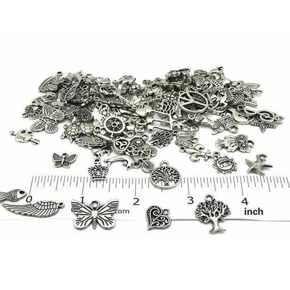 100Pcs Tibetan Silver Mixed Charms - DIY Jewelry Crafting Pendants V528-SILVERMICHARM-2-503925