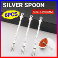 6X Mini Powder Ladle Scoop Mini Spoon Spatula Metal Shovel Silver color Spoon V528-SILVERSPOON-6PCS-186166