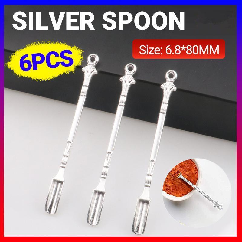 6X Mini Powder Ladle Scoop Mini Spoon Spatula Metal Shovel Silver color Spoon V528-SILVERSPOON-6PCS-186166