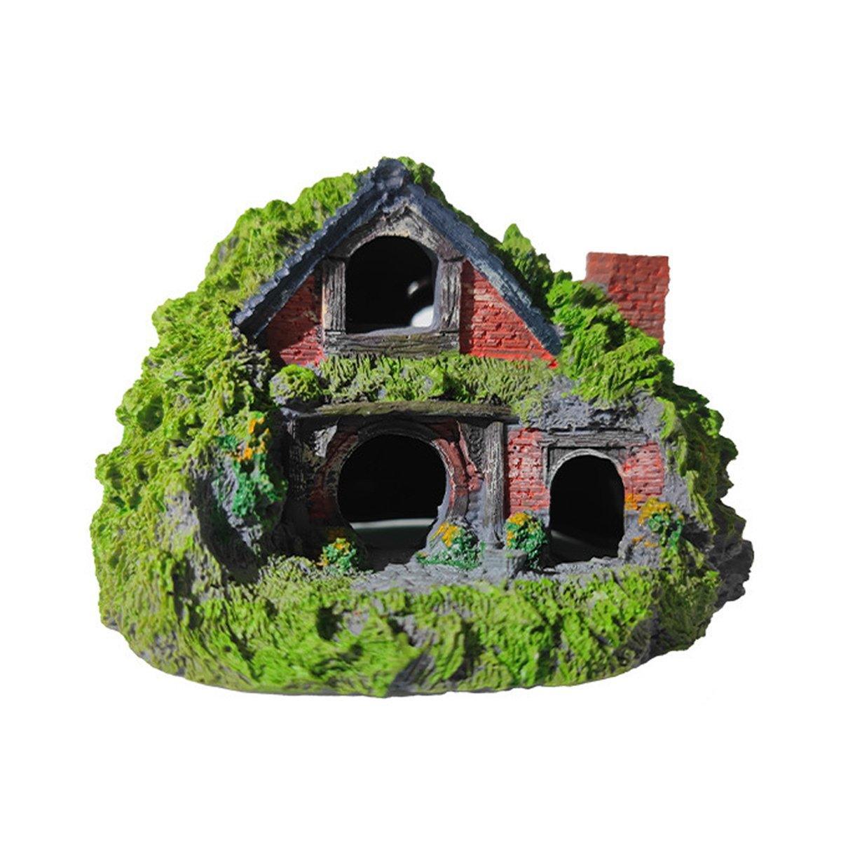 Resin Grass House Aquarium Ornament Natural Fish Tank Decoration Hideaway - A V528-SIMULATED-GRASS-HUT-2-724671