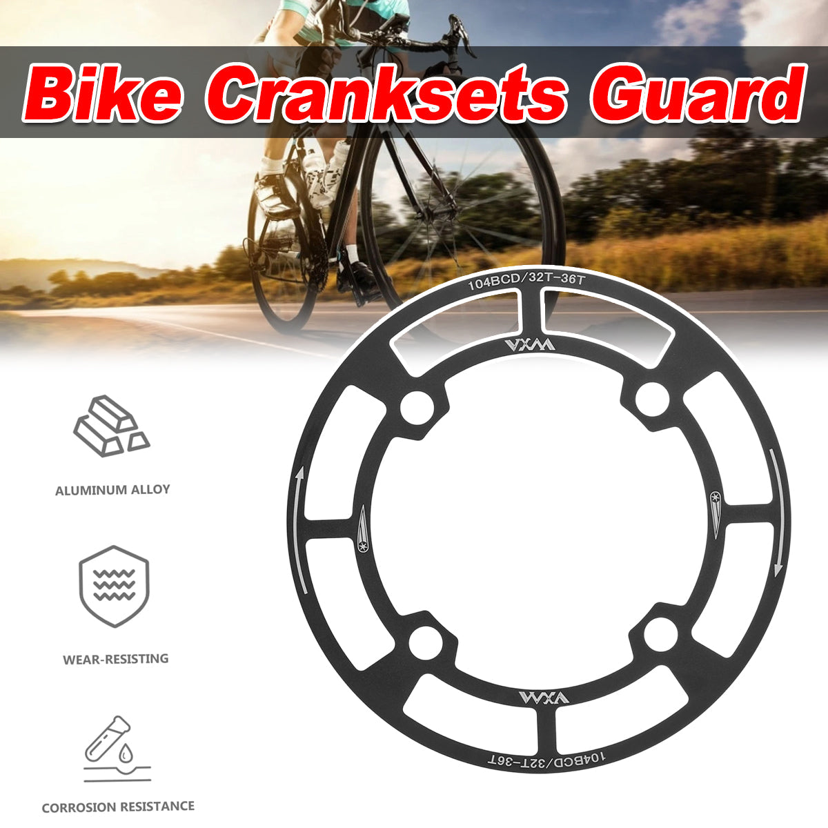Round Bicycle Gear Disc Cover Single Speed Wheel Protection Shield for Bike Use V528-SINGLE-DISC-COVER-BLACK-607485