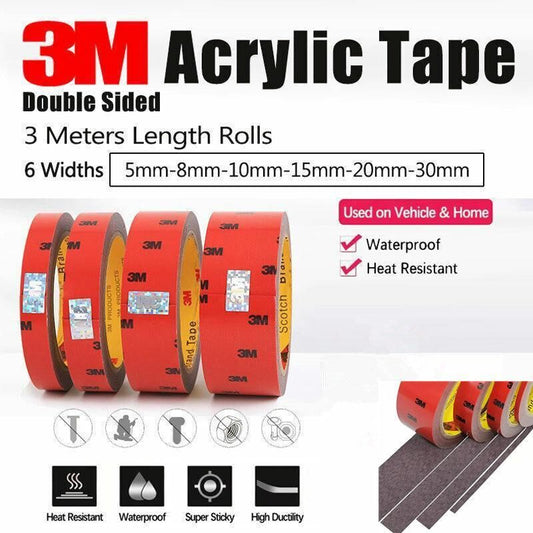 Vehicle 3M Strong Permanent Double Sided Super Sticky Versatile Roll Tape Craft - 8mm V528-SIZE-8MM-QTY-1ROLL70312