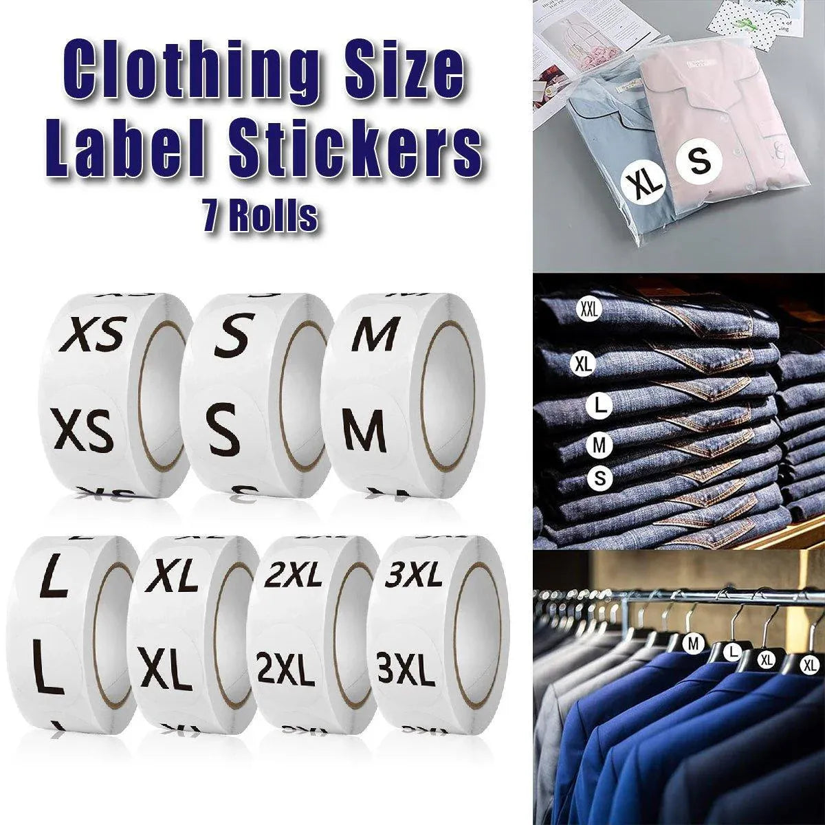 7 Rolls Clothing Size Label Sticker 1Inch Round Size Sticker Labels Self Adhesive V528-SIZE-LABEL-7ROLL-107459