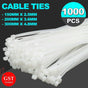 250-1000X Cable Ties Zip Ties Nylon Uv Stabilised Bulk White Clear Cable Tie - 3*150mm 500PCS V528-SIZEQTY3-150MM-500PCS20929