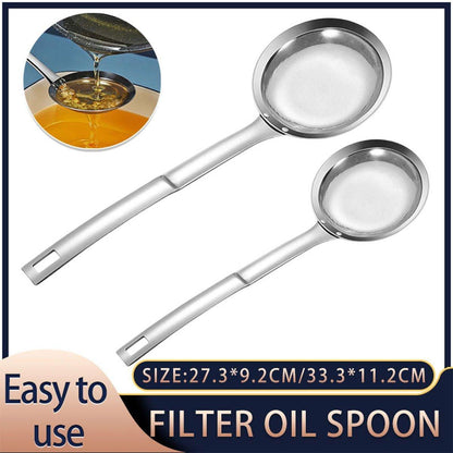 Oil Separator Spoon Mesh Fine Hole Filter Degreasing Residue Cooking Tool - Samll V528-SKIMMER-SPOON-S-815091