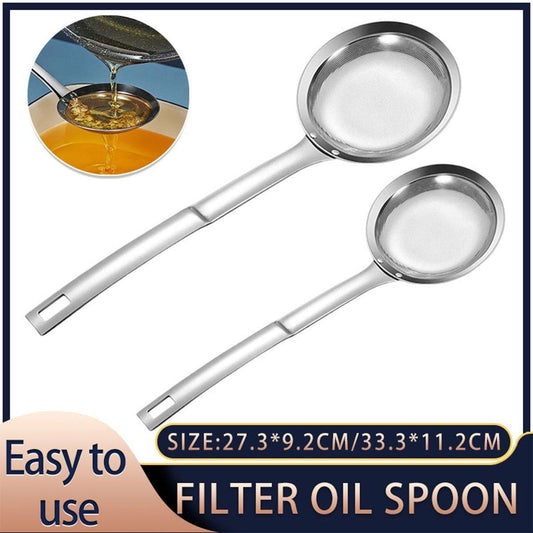 Oil Separator Spoon Mesh Fine Hole Filter Degreasing Residue Cooking Tool - Samll V528-SKIMMER-SPOON-S-815091