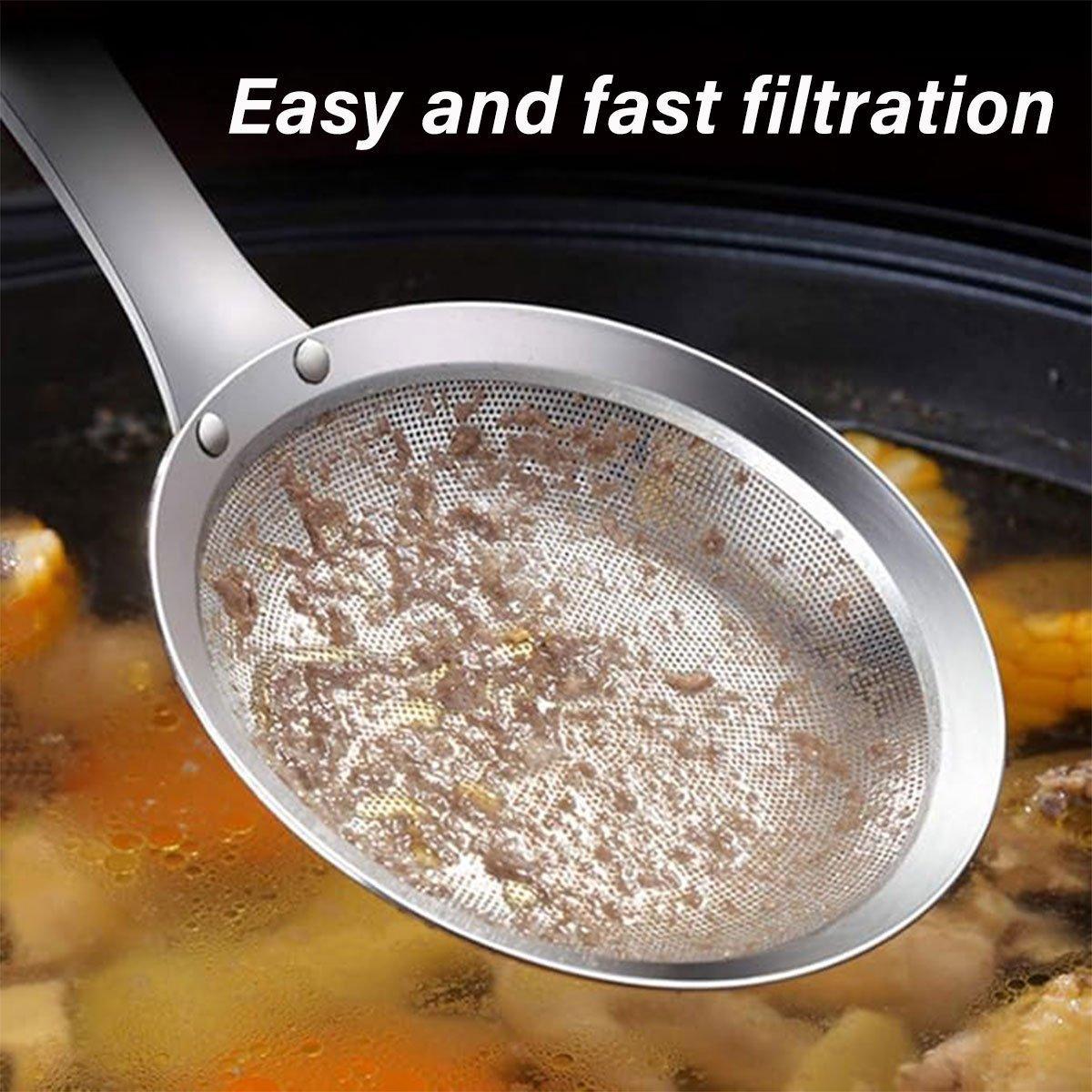 Oil Separator Spoon Mesh Fine Hole Filter Degreasing Residue Cooking Tool - Samll V528-SKIMMER-SPOON-S-815091