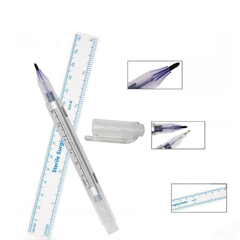 Microblading Tattoo Eyebrow Surgical Skin Marker Pen Ruler Tattoo Piercing 2Pcs V528-SKINMARKERPEN-2PCS-459972