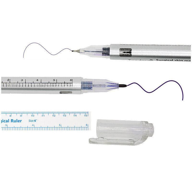 Microblading Tattoo Eyebrow Surgical Skin Marker Pen Ruler Tattoo Piercing 2Pcs V528-SKINMARKERPEN-2PCS-459972