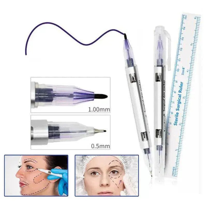 Microblading Tattoo Eyebrow Surgical Skin Marker Pen Ruler Tattoo Piercing 2Pcs V528-SKINMARKERPEN-2PCS-459972