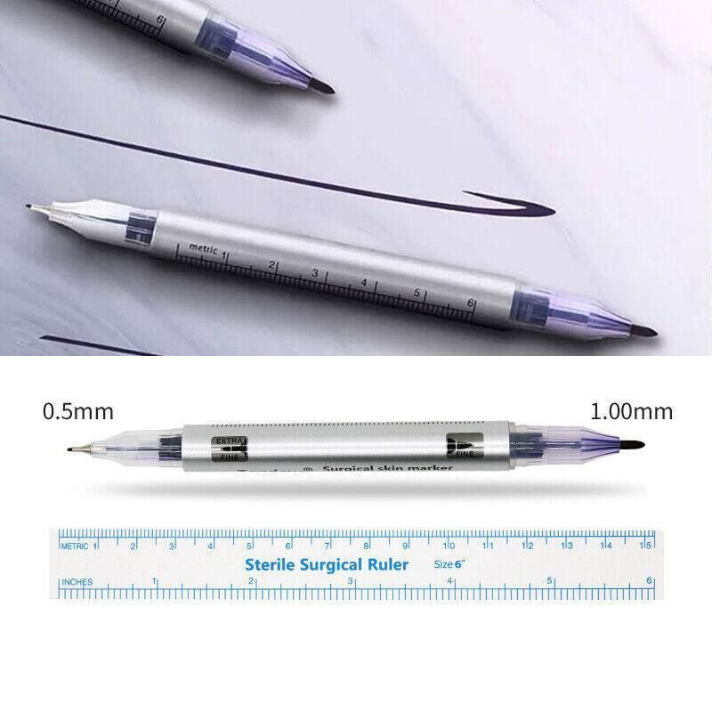 Microblading Tattoo Eyebrow Surgical Skin Marker Pen Ruler Tattoo Piercing 2Pcs V528-SKINMARKERPEN-2PCS-459972
