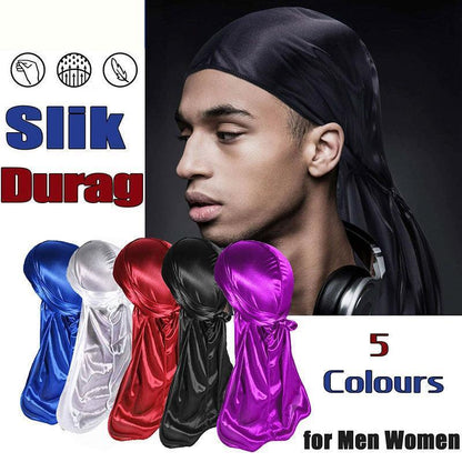 Velvet Durag Silky Hat Cap Men Women Premium Designer Doo Rag Wave Silk Headwear - Sliver grey V528-SLCOLOUR-SLIVERGREY22517