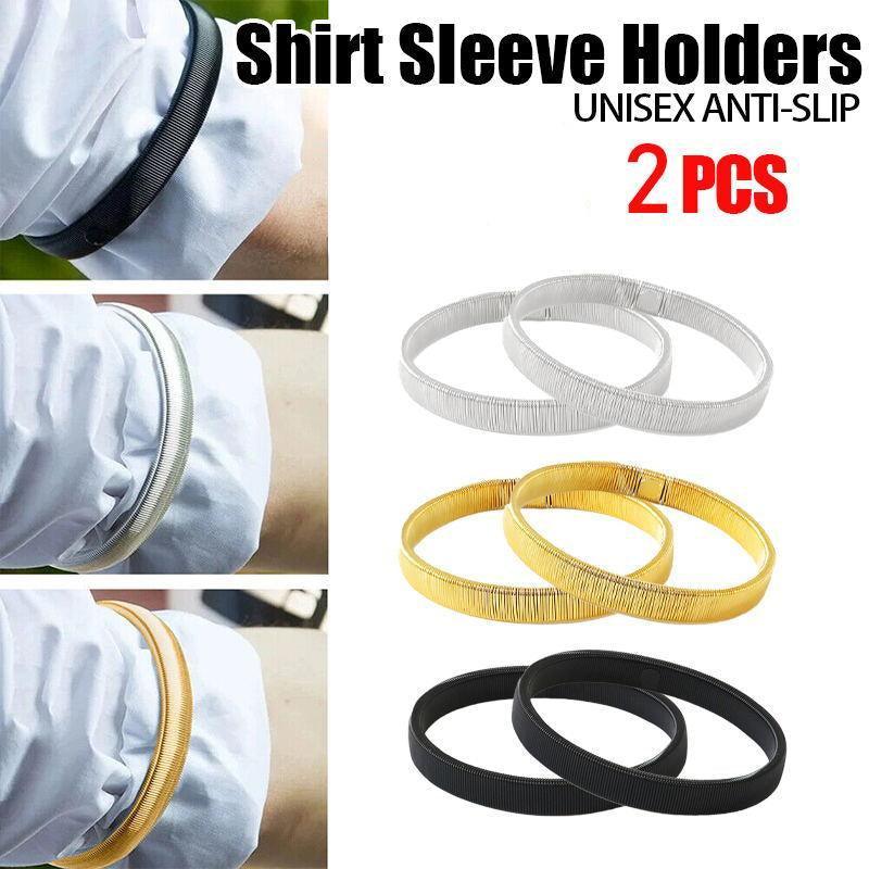 Unisex Anti-Slip Shirt Sleeve Holders Fashion Elastic Armbands Hold Ups Garter - Black V528-SLEEVEHOLDER-BLACK2PCS-285965