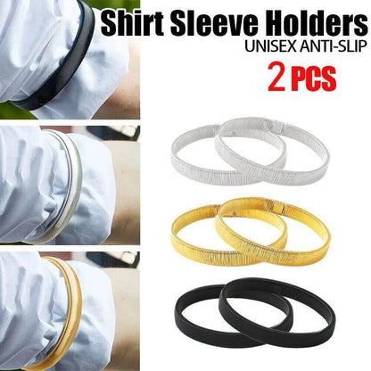 Unisex Anti-Slip Shirt Sleeve Holders Fashion Elastic Armbands Hold Ups Garter - Black V528-SLEEVEHOLDER-BLACK2PCS-285965