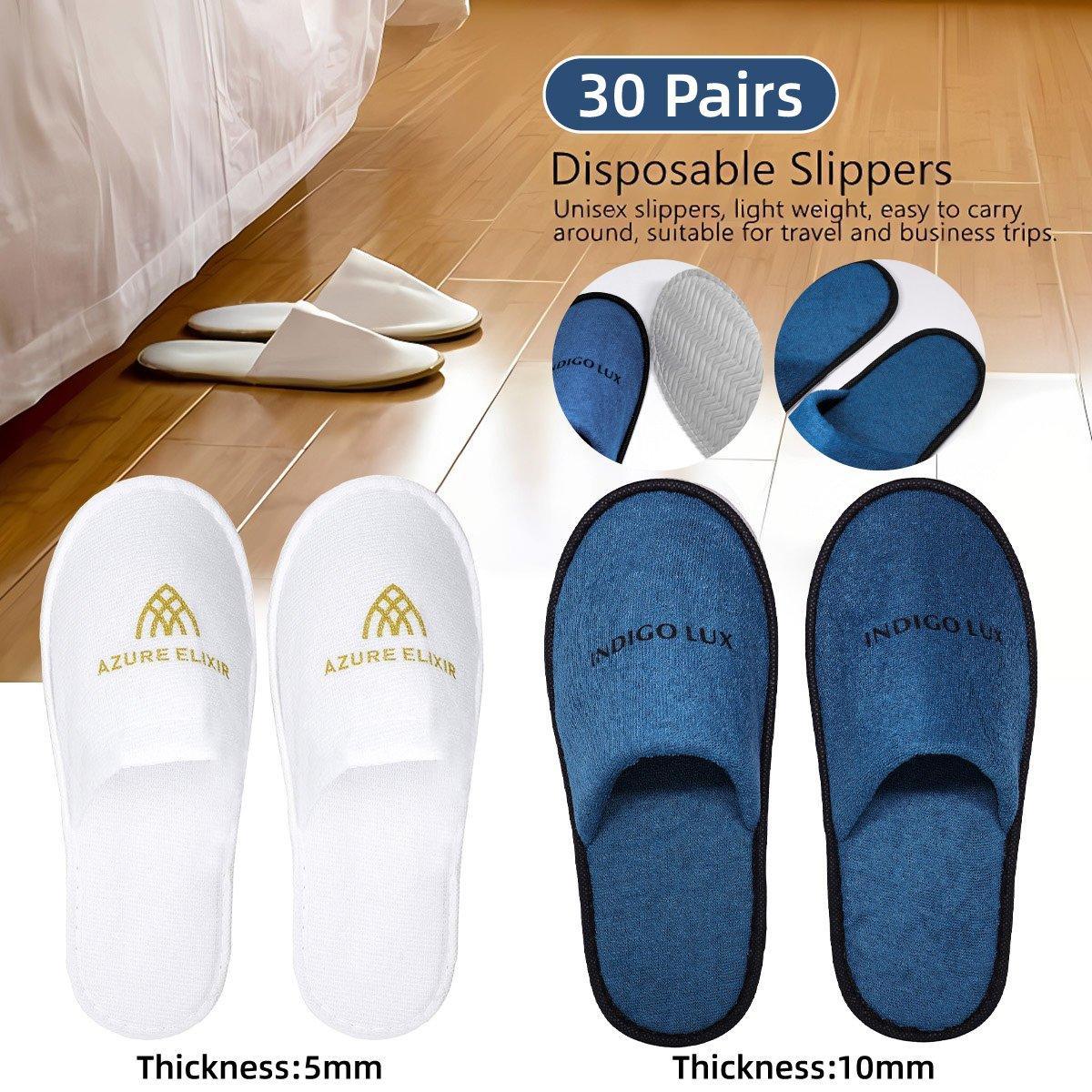 30 Pairs Hotel Guesthouse Hospitality Slippers for Household Comfort and Use - Blue V528-SLIPPERS-30PCS-144059