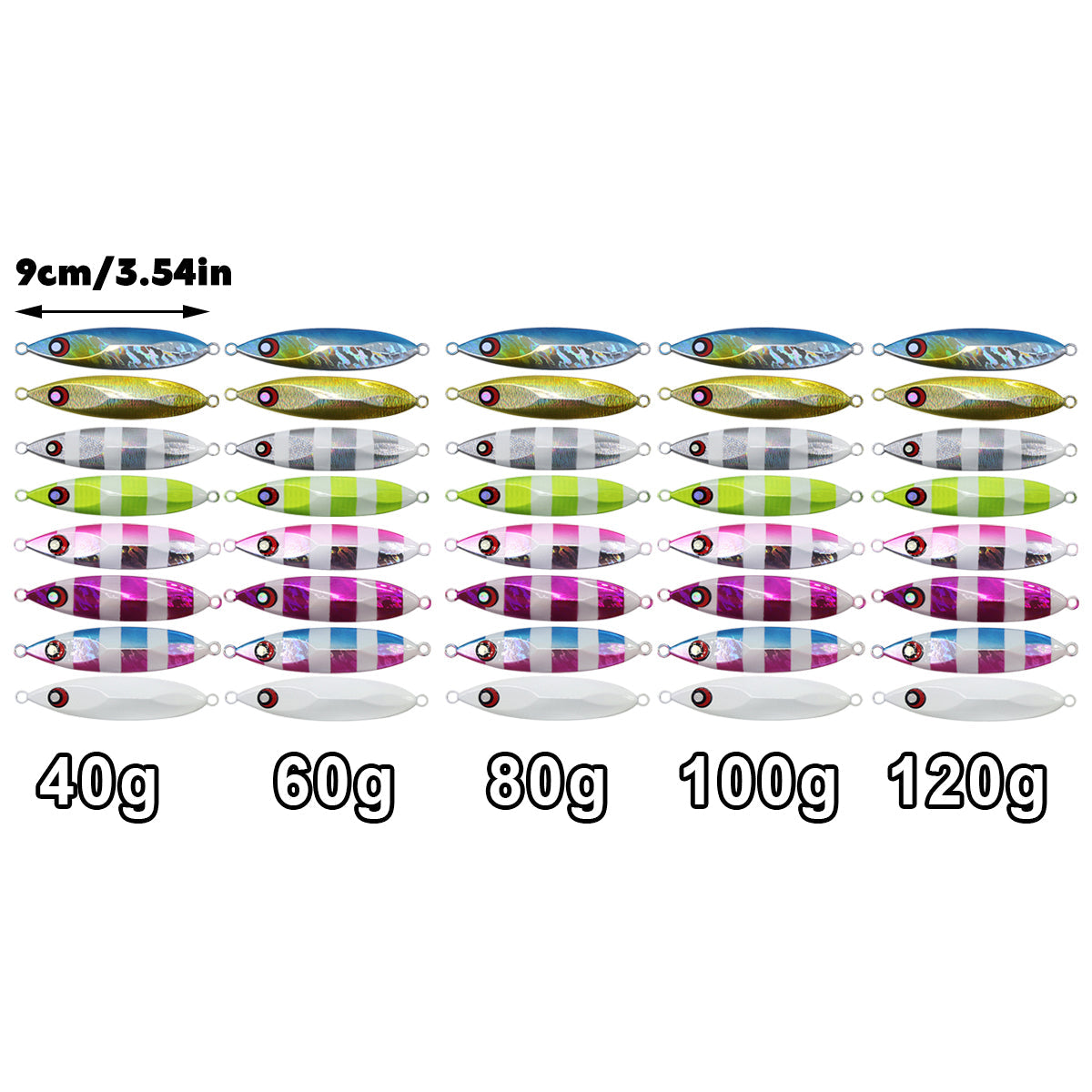 Fishing Lure Bait Set 8pcs Conical Boat Tackle Artificial Hard Bait Accessories - 100g