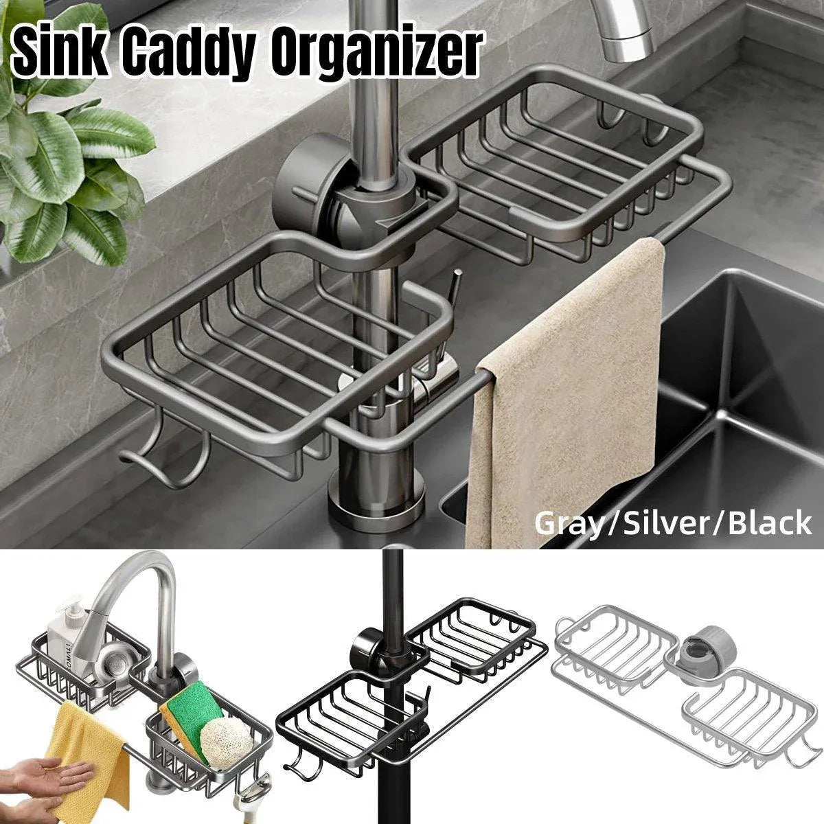 Multifunctional Faucet Shelf Kitchen Storage Sink Draining Basket Household Rack - Black V528-SLT-BLACK-131434