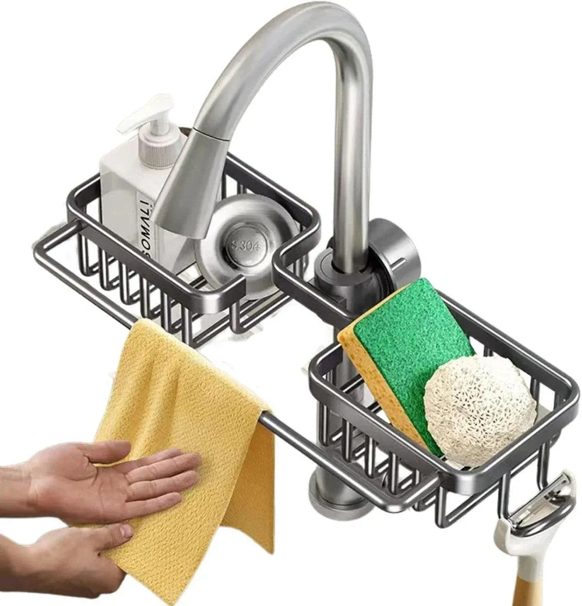 Multifunctional Faucet Shelf Kitchen Storage Sink Draining Basket Household Rack - Grey V528-SLT-GREY-969399