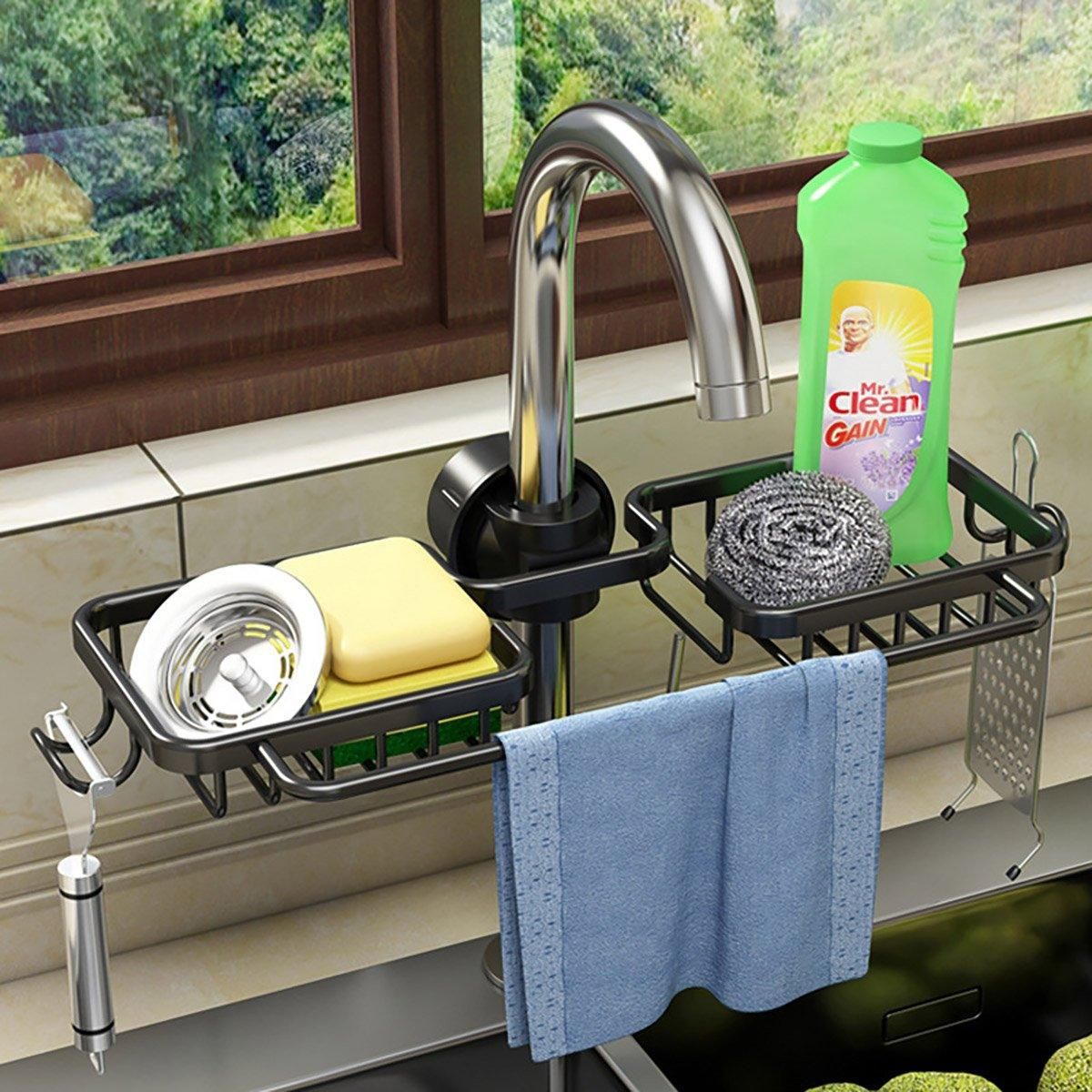 Multifunctional Faucet Shelf Kitchen Storage Sink Draining Basket Household Rack - Grey V528-SLT-GREY-969399