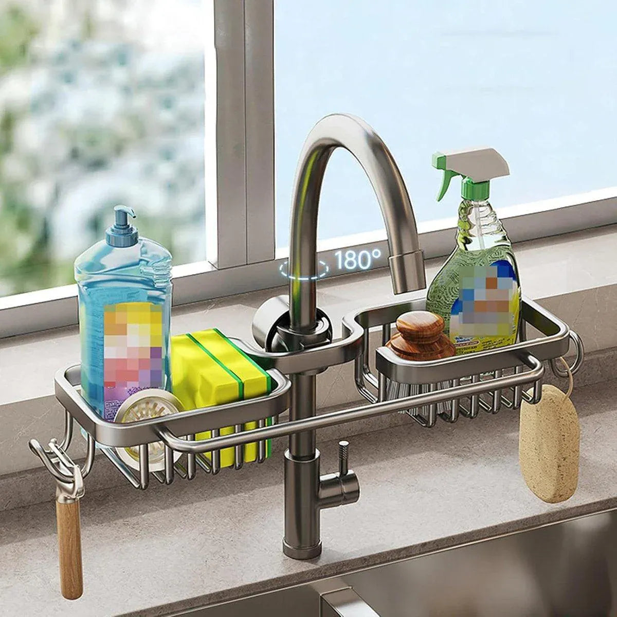 Multifunctional Faucet Shelf Kitchen Storage Sink Draining Basket Household Rack - Grey V528-SLT-GREY-969399
