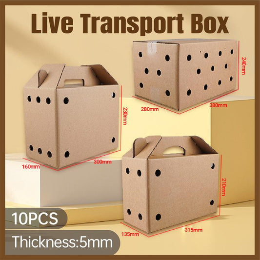 10PCS Disposable Cardboard Pet Carrier - 3 Sizes for Small Animals - 38*28*24CM V528-SM00164-10PCS-38-28-24-855926