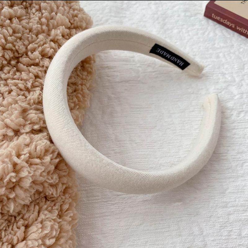 Women Thick Padded Wide Headband Sponge Hairband Wedding Party Plain - White V528-SM00187-WHITE-598766