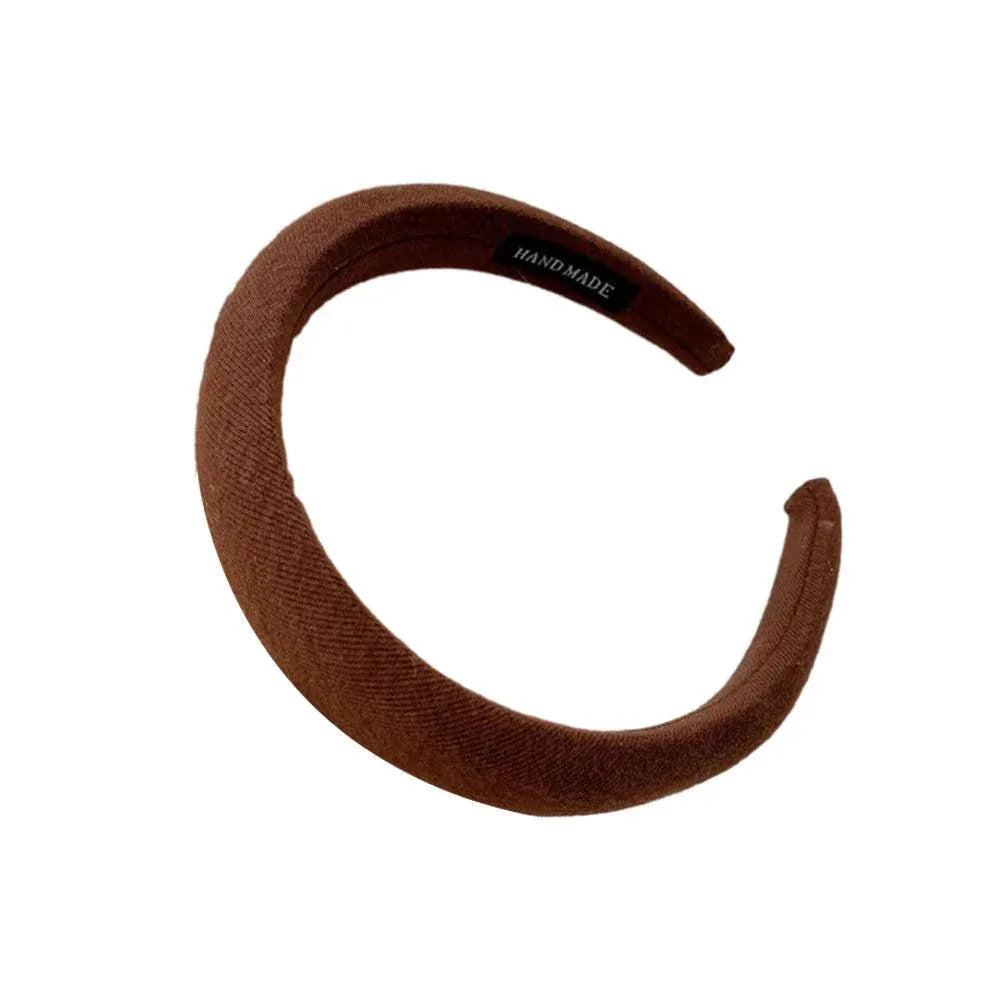 Women Thick Padded Wide Headband Sponge Hairband Wedding Party Plain - Dark Curry V528-SM00188-DARKCURRY-624027