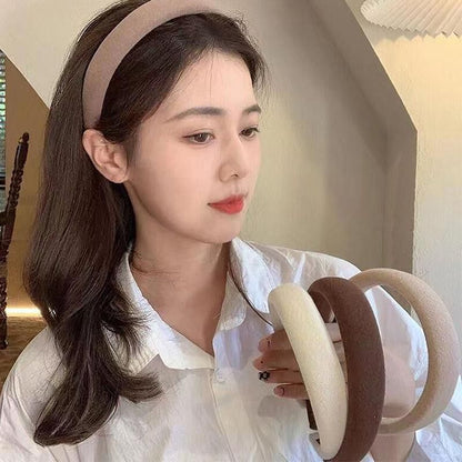 Women Thick Padded Wide Headband Sponge Hairband Wedding Party Plain - Dark Curry V528-SM00188-DARKCURRY-624027