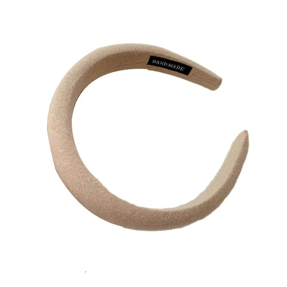 Women Thick Padded Wide Headband Sponge Hairband Wedding Party Plain - Milk Tea V528-SM00189-MILKTEA-435278