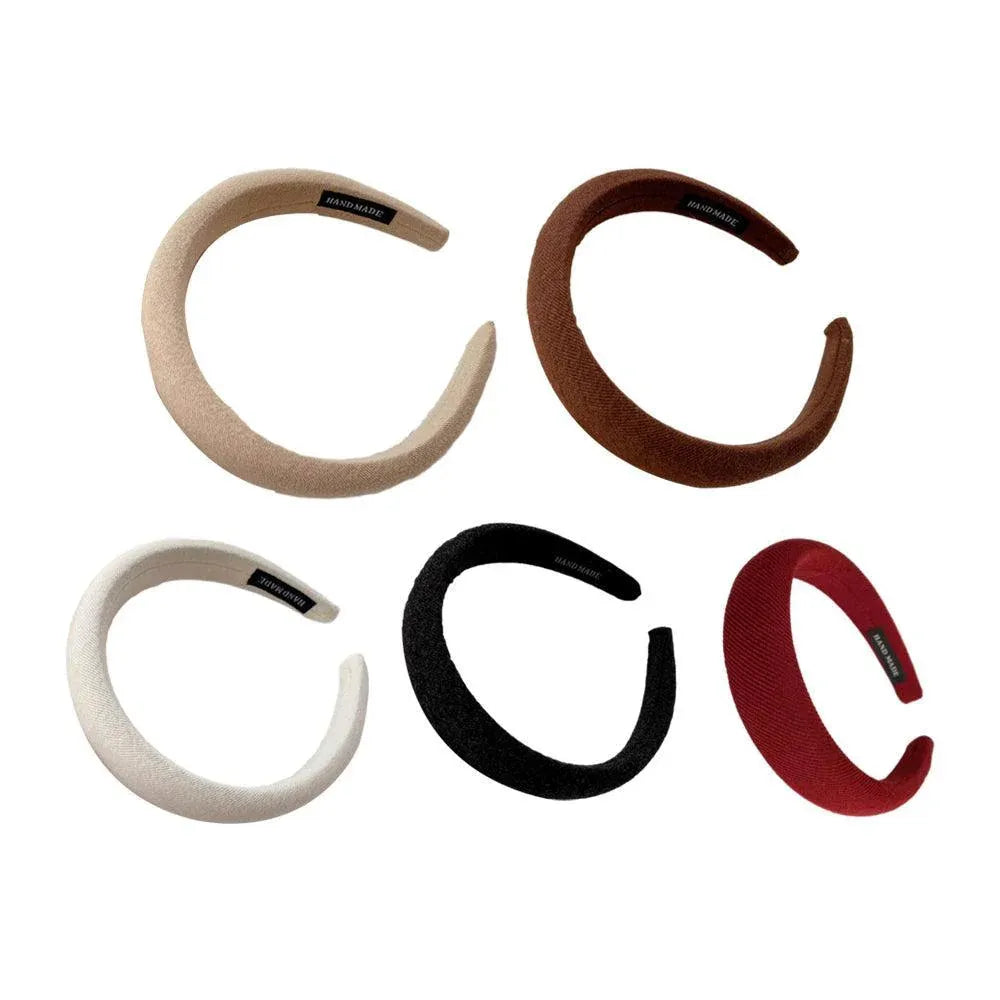 Women Thick Padded Wide Headband Sponge Hairband Wedding Party Plain - Milk Tea V528-SM00189-MILKTEA-435278