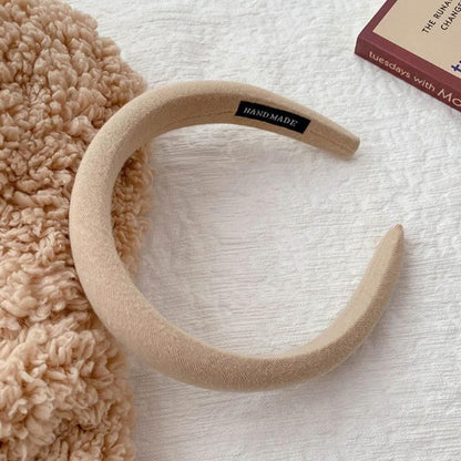 Women Thick Padded Wide Headband Sponge Hairband Wedding Party Plain - Milk Tea V528-SM00189-MILKTEA-435278