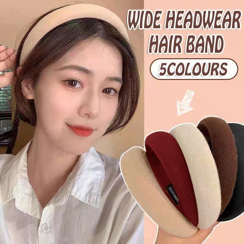 Women Thick Padded Wide Headband Sponge Hairband Wedding Party Plain - Black V528-SM00190-BLACK-439441
