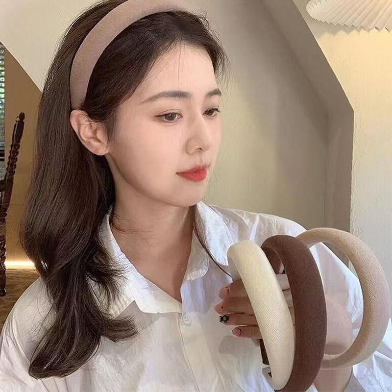 Women Thick Padded Wide Headband Sponge Hairband Wedding Party Plain - Black V528-SM00190-BLACK-439441