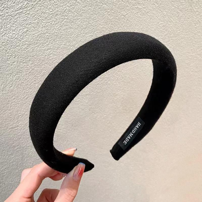 Women Thick Padded Wide Headband Sponge Hairband Wedding Party Plain - Black V528-SM00190-BLACK-439441
