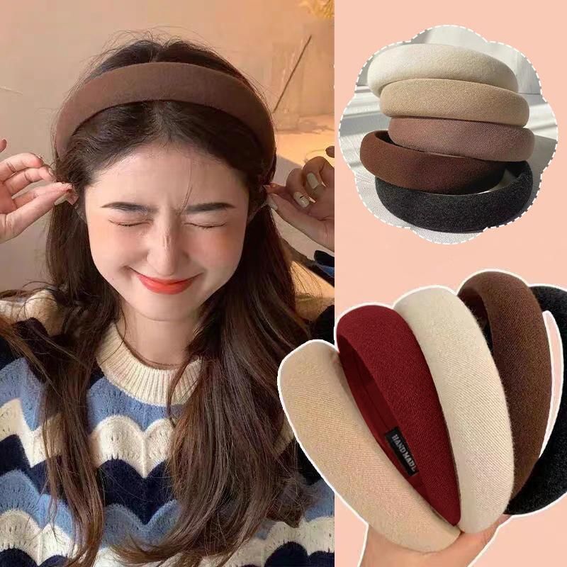 Women Thick Padded Wide Headband Sponge Hairband Wedding Party Plain - Black V528-SM00190-BLACK-439441