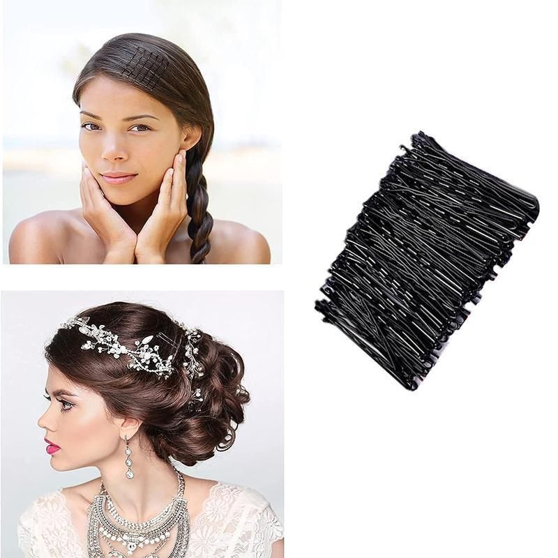 100PCS Black Bobby Pins 5cm Strong Hair Clips for Women Girls School Salon Use V528-SM00213-100PCS-STAMPS-430325