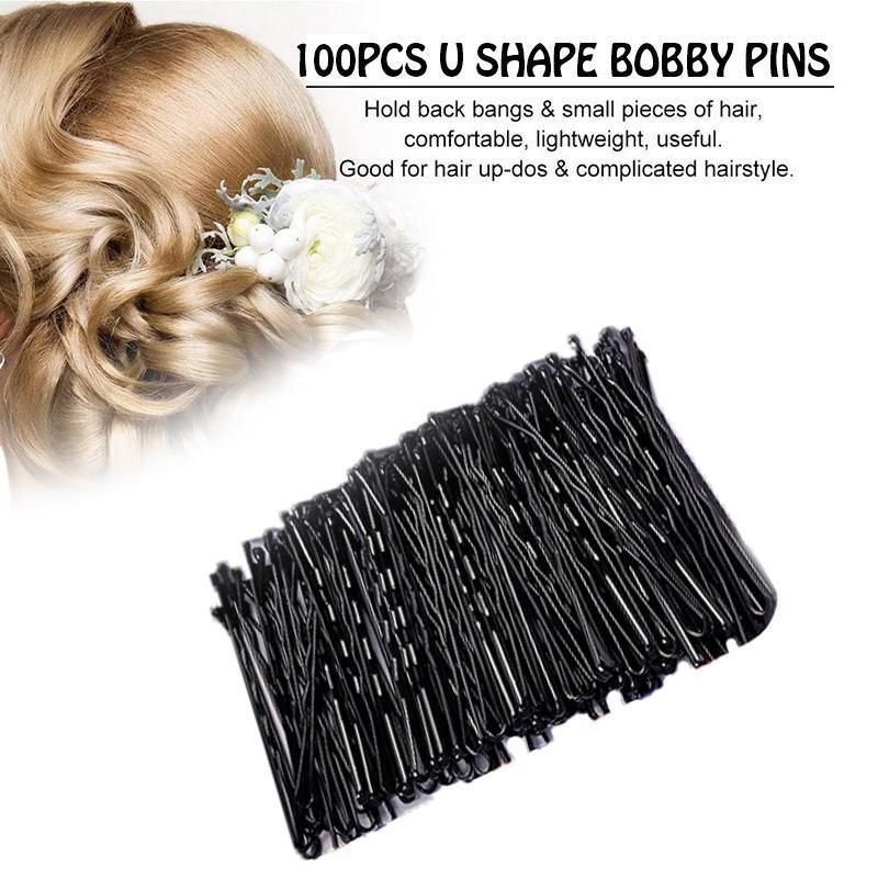 100PCS Black Bobby Pins 5cm Strong Hair Clips for Women Girls School Salon Use V528-SM00213-100PCS-STAMPS-430325