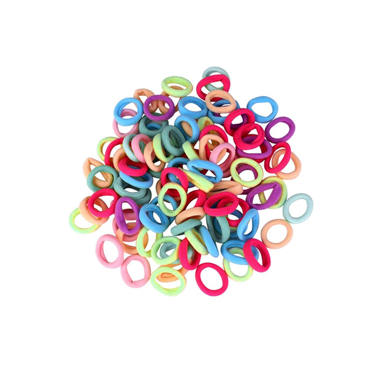 100PCS Colorful Elastic Hair Ties for Girl Ponytails High Stretch Hair Bands Set - Red V528-SM00219-RED-697136