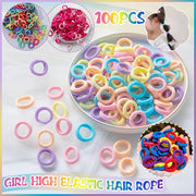 100PCS Colorful Elastic Hair Ties for Girl Ponytails High Stretch Hair Bands Set - Spring V528-SM00221-SPRING-465777